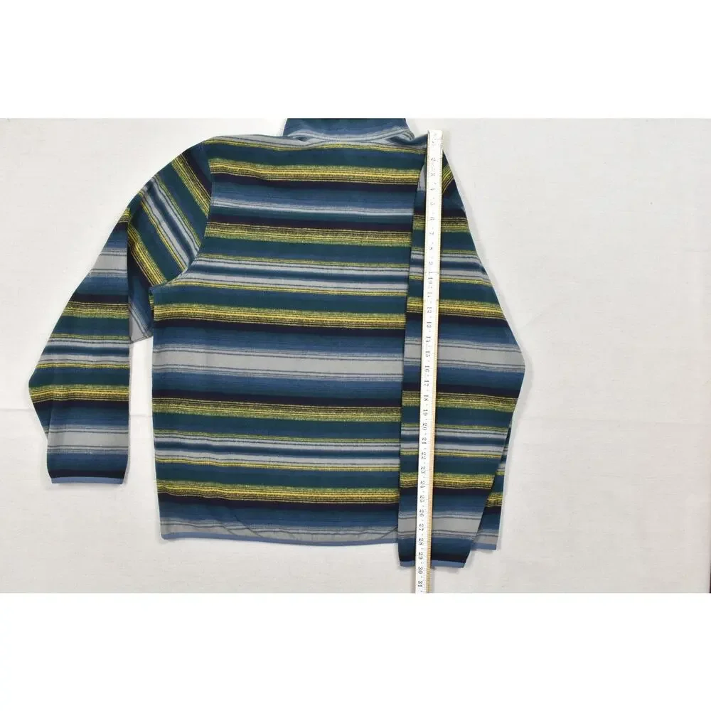 Eddie Bauer Men XL Blue Striped Fleece Snap-T Pullover Sweater Horizontal Stripe - Picture 4 of 8
